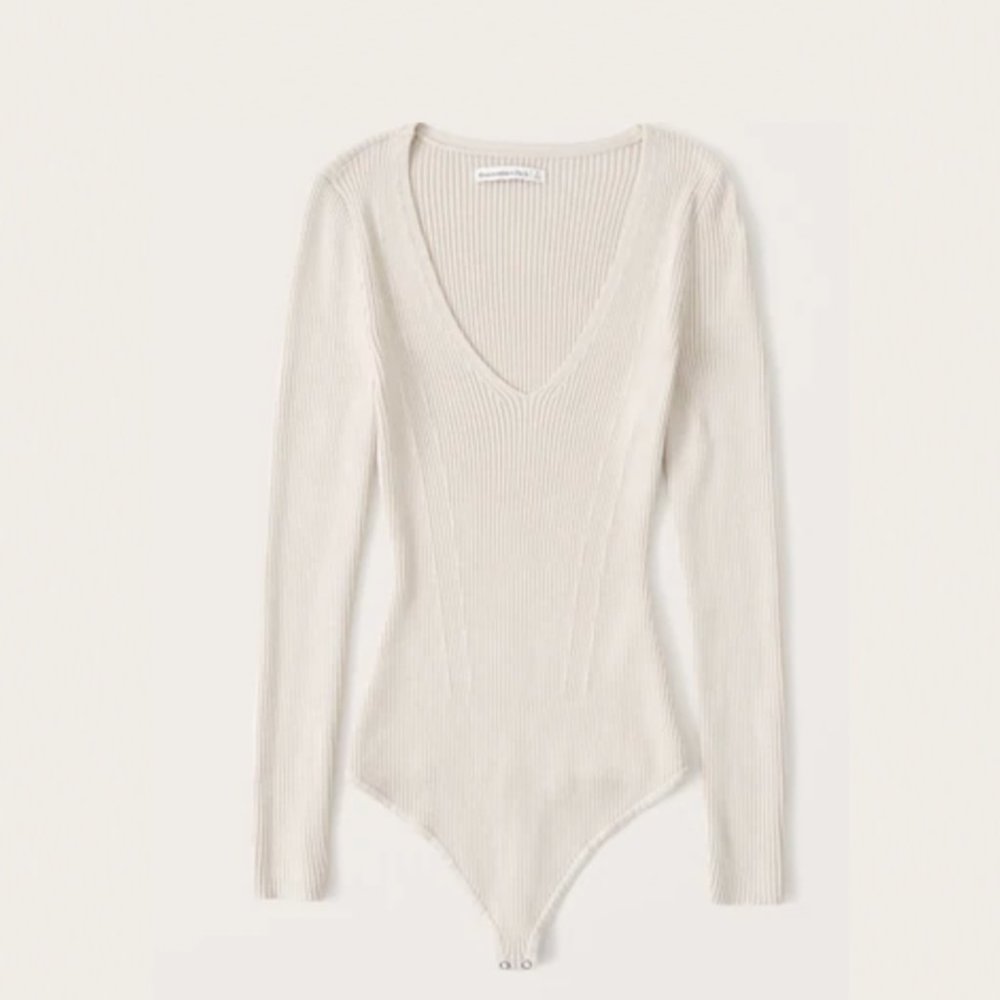NWT Abercrombie Long-Sleeve V-Neck Bodysuit
